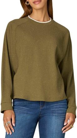 Wit & Wisdom Raglan Sleeve Rib Top in Forest Moss at Nordstrom, Size X-Large