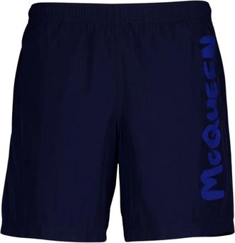 Alexander McQueen Navy Logo Zwemshorts - Heren - Strandmode - Blauw - S - Polyester - Badmode