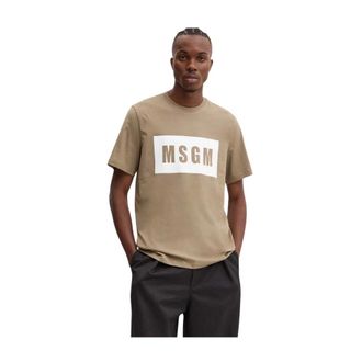 Msgm Msgm, Tops, Heren, Groen, S, Katoen, Ronde Hals T-shirt