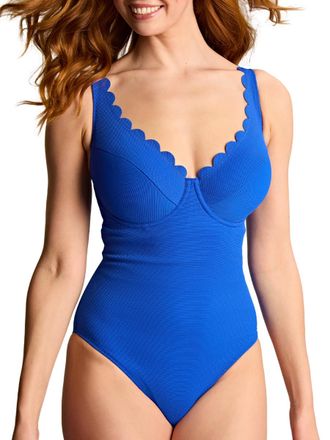 Panache Womens Spirit Rita Plunge Swimsuit - Blue Polyamide - Size 34G