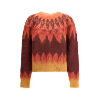 Isabel Marant Round-neck Knitwear, female, Multicolor, Size: XS Nordic Fair Isle Mohair Sweater