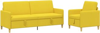 vidaXL Juego De Sof&aacute;s Con Almacenamiento 2 Uds. Amarillo Claro Vidaxl