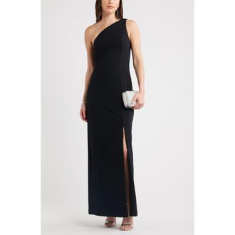 Chelsea28 One-Shoulder Maxi Cocktail Dress in Black at Nordstrom, Size Xx-Small