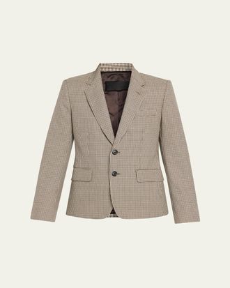 Nili Lotan Ysee Houndstooth Wool Single-Breasted Blazer Jacket