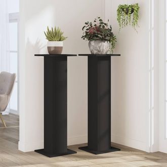 Berkfield Home Plant Stands 2 pcs Black 30x30x95 cm Engineered Wood | Size: 30 x 30 x 95 cm