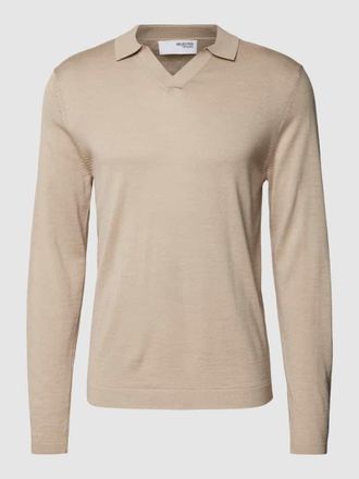 Selected Pullover mit Polokragen in unifarbenem Design in Offwhite, Größe XXL