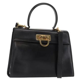 Ferragamo Pre-owned Handbags, female, Black, Size: ONE SIZE Pre-owned Leather Handbag