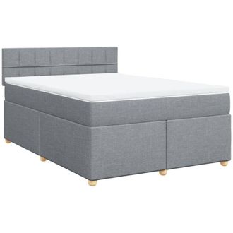 vidaXL Vidaxl - Cama Box Spring Con Colch&oacute;n Tela Gris Claro 160x200 Cm