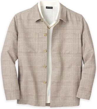 Paul Fredrick Plaid Shirt Jacket in Tan at Nordstrom, Size Xx-Large