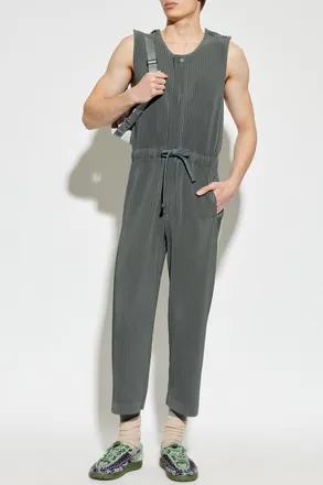Homme Pliss&eacute; Issey Miyake Pleated Jumpsuit, Mens, Green