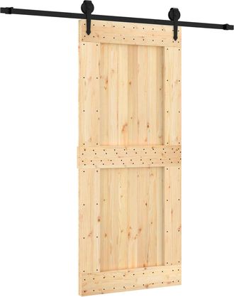 vidaXL Puerta Corredera Natural Y Negro 90 X 210 Cm Vidaxl