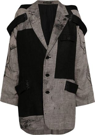 Yohji Yamamoto layered-design linen blazer - men - Cupro/Linen/Flax - 2 - White