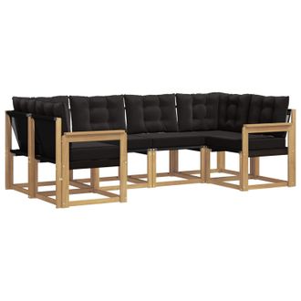 vidaXL Conjunto De Sof&aacute;s De Exterior Con Coj&iacute;n 6 Pcs Blanco Y Negro Vidaxl