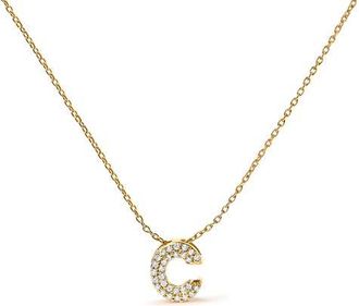 House of Brilliance 10K Gold Diamond Accent A-Z Initial Bubble Pendant Necklace in Yellow | C at Nordstrom