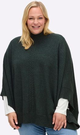 Sheego Poncho SHEEGO, Damen, Gr. 1, moos, meliert, 50% Viskose, 28% Polyester, 22% Polyamid, meliert, unifarben, Jacken Poncho