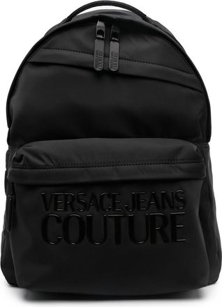 Versace Jeans Couture logo-lettering backpack - men - Polyester/Polyester - OS - Black