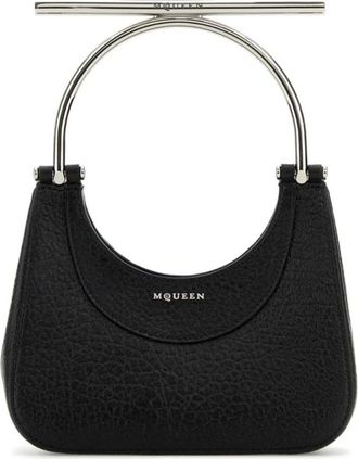 Alexander McQueen Tassen, Dames, Zwart, ONE Size, Zwarte Handtas T-Bar Stijl