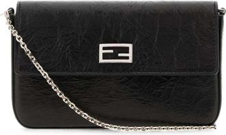 Fendi Tube Wallet On Chain - Dames - Clutches - Zwart - ONE Size - Leer - Tassen