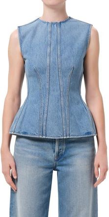 A Gold E Corbin Denim Peplum Top in Danton Md Vint Tinted Ind at Nordstrom, Size X-Small