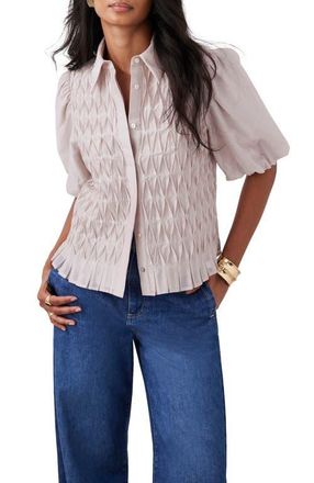 Mint Velvet Puff Sleeve Smock Shirt in Neutral at Nordstrom, Size Medium