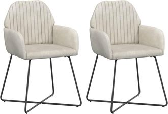 vidaXL Sillas De Comedor 2 Uds. Terciopelo Crema 55 X 50 X 84 Cm Vidaxl