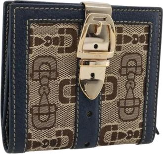 Gucci Pre-owned Vintage Bifold Portemonnee - Dames - Vintage Accessoires - Blauw - ONE Size - Leer - Vintage
