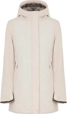 Suns Omkeerbare Parka met Nep Bont Voering - Dames - Parka Jassen - Beige - S - Polyester - Jassen