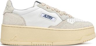 Autry Womens Platform Bimaterial Leather and Rhinestone Sneakers