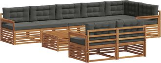 vidaXL Conjunto De Sof&aacute;s De Exterior 9 Uds. Natural Y Antracita Vidaxl