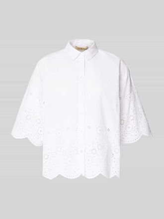 Smith & Soul Cropped Bluse mit Lochstickerei in Weiss, Gr&ouml;&szlig;e XXL