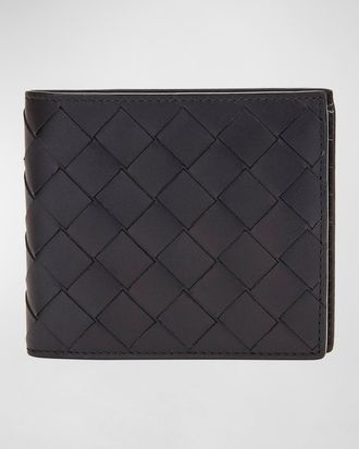 Bottega Veneta Mens Intrecciato Leather Bifold Wallet