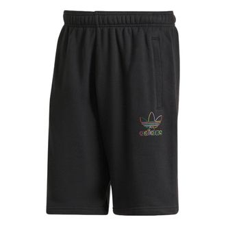 adidas originals Solid Color Cartoon Mickey Pattern Straight Sports Shorts Black HF4930