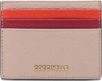 Coccinelle metallic-logo card holder - women - Calf Leather - One Size - Neutrals