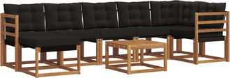 vidaXL Conjunto De Sof&aacute;s De Exterior 8 Uds. Natural Y Negro Vidaxl