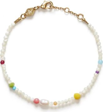 Anni Lu Womens Confetti Gem Bracelet In White Shell