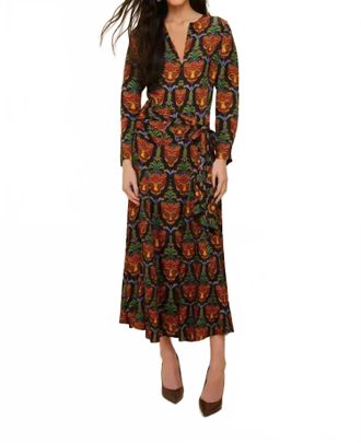 Farm Rio Boho Panther Lenzing Ecovero Viscose Midi Dress In Black