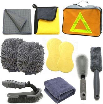 OEM Kit De Limpieza Premium Para Autom&oacute;viles De 11 Piezas Con Bolsa, Profesional, Incluye Guantes De Lavado, Pa&ntilde;os De Microfibra Y Limpiador Profundo