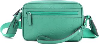 Gucci Front Zip GG Rubber Effect Leather Small crossbody bag - Groen