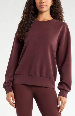 Zella Soft Luxe Boxy Crew Sweatshirt in Brown Ristretto at Nordstrom, Size Xx-Large