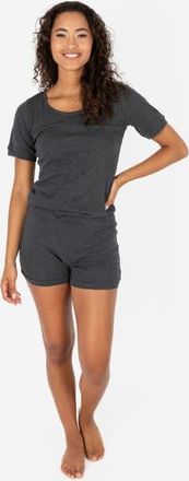Leveret Womens Short Cotton Solid Pajama Set in Dark Gray at Nordstrom, Size X-Small