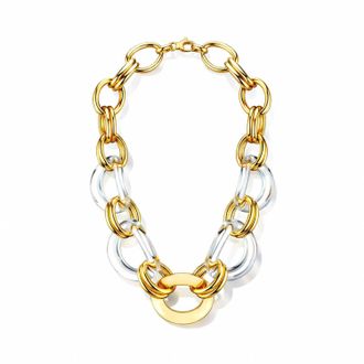 Gold & Honey Womens Oversized Link Lucite Necklace In Clear/ Gold