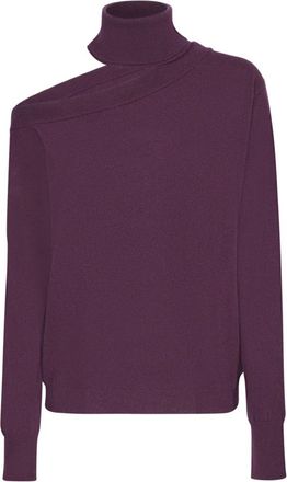Federica Tosi Cashmere blend trui met een - Dames - Coltruien - Paars - M - Truien & Vesten