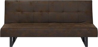 Beliani Beliani - Modern Faux Leather Convertible Sofa Bed Armless Buttoned Back Brown Derby