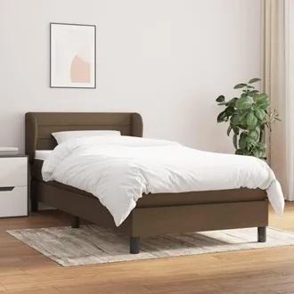 vidaXL Cama Box Spring Con Colch&oacute;n Tela Marr&oacute;n Oscuro 100x200 Cm Vidaxl