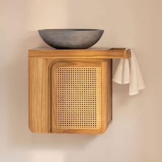 Sklum Conjunto De Mueble De Ba&ntilde;o Suspendido En Madera De Teca Georgy Sklum