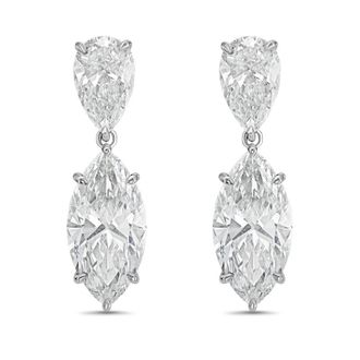 Diana M. Jewels 14KW WG 10.00 Ct TW of Lab grown pear and marquise shape diamond drop earrings