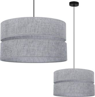 OEM L&aacute;mpara Colgante Duo De Lino Negro, 1 Pantalla Plana Gris L04 40cm