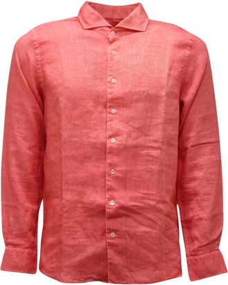 Gran Sasso Vintage Linnen Overhemd - Heren - Casual Overhemden - Roze - S - Linnen - Overhemden