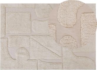 Beliani Beliani - Alfombra De Algod&oacute;n Beige Patr&oacute;n Abstracto 160 X 230 Cm Acolchada Mullida Sala De Estar Dormitorio Diyadin