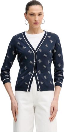 Guess 4G Logo Strass Vest - Dames - Vesten - Blauw - XS - Polyester - Truien & Vesten